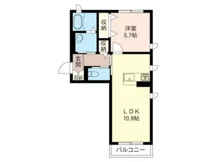 エクセルティアラ(1LDK/2階)の間取り写真