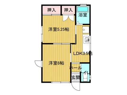 アドバンス(1DK/2階)の間取り写真