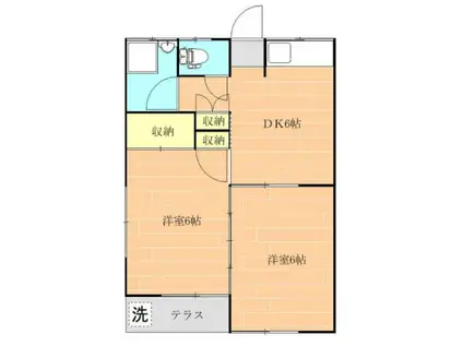 古賀ハイツ(2DK/1階)の間取り写真