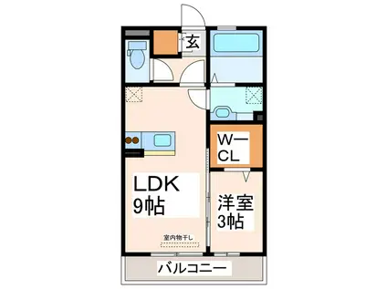 パレス丹波参番館(1LDK/2階)の間取り写真