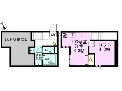 RIZEST 東大宮(ワンルーム/1階)の間取り写真