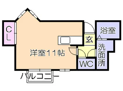 キャッスルウォールカーサ(ワンルーム/1階)の間取り写真