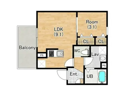 ジーメゾン春木旭町(1LDK/1階)の間取り写真