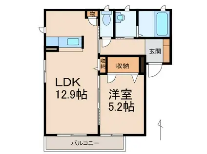 シャーメゾン日前(1LDK/1階)の間取り写真