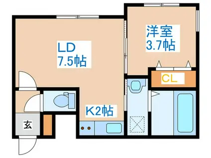 FーHOUSE発寒(1LDK/4階)の間取り写真