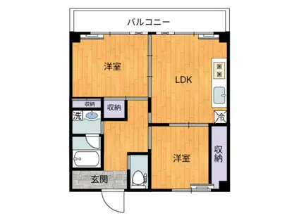 ポン・プラータ A(2DK/1階)の間取り写真