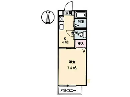 アブニールS(1K/1階)の間取り写真