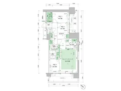 HARUMI FLAG PARK VILLAGE B棟晴海フラッグパ(3LDK/18階)の間取り写真