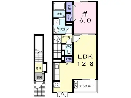 ガーデンフロント槻(1LDK/2階)の間取り写真