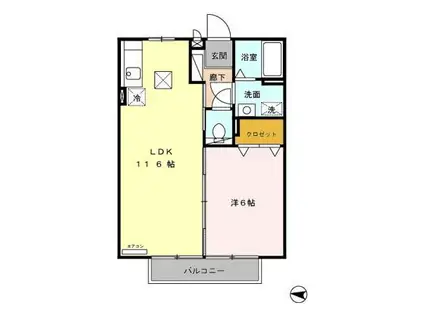 アビタシオン(1LDK/1階)の間取り写真