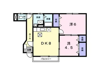 エストロジュマン(2DK/1階)の間取り写真