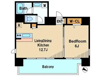 アイルズ東中野(1LDK/13階)の間取り写真