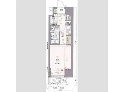 プランドール大手前レジデンス(1K/10階)の間取り写真