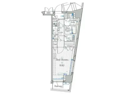 ル・リオン池袋(1K/2階)の間取り写真