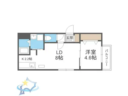 アリュール南6条(1LDK/3階)の間取り写真