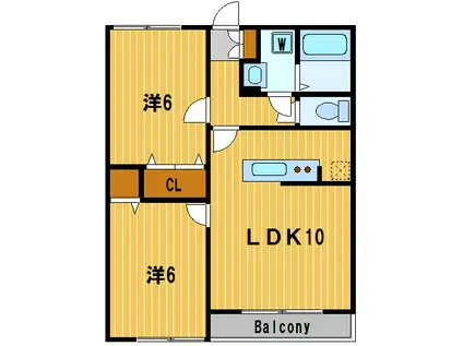 グリーンヒル善部(2LDK/3階)の間取り写真