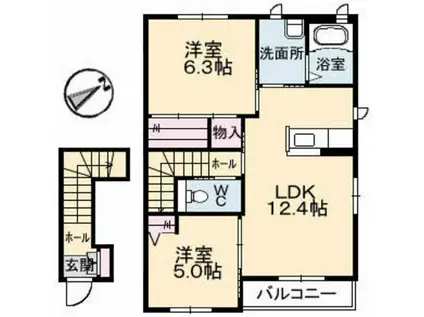 ドリームフォレストS(2LDK/2階)の間取り写真