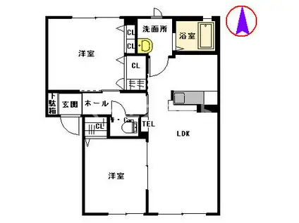 シャーメゾン ルミエール I棟(2LDK/2階)の間取り写真