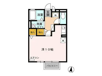 パーク柱(ワンルーム/2階)の間取り写真