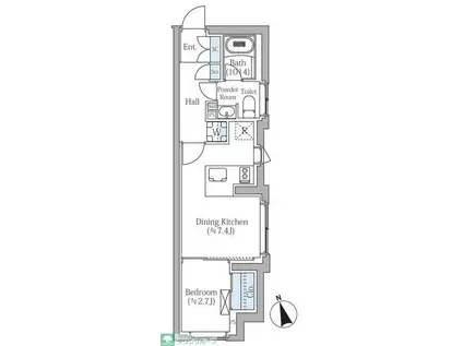 COMPOSITE新宿三丁目(1DK/2階)の間取り写真