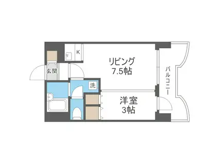 札幌ビオス館(1DK/6階)の間取り写真