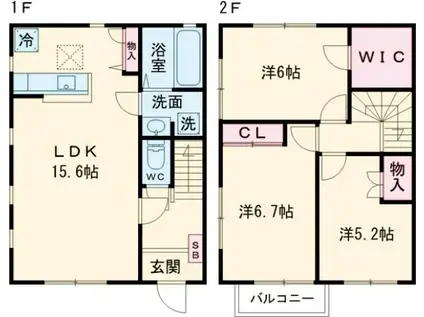 シャルム城南D棟(3LDK/1階)の間取り写真