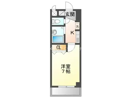 ヴェルテ・コート南栄(1K/4階)の間取り写真