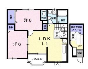 メイツクレストールB(2LDK/2階)の間取り写真