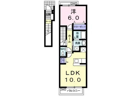 メゾンSAKAKI(1LDK/2階)の間取り写真