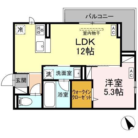 セステナリー西ノ内(1LDK/3階)の間取り写真