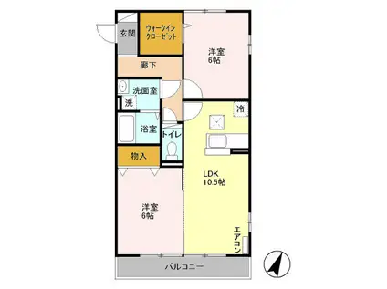 エントピアII(2LDK/1階)の間取り写真