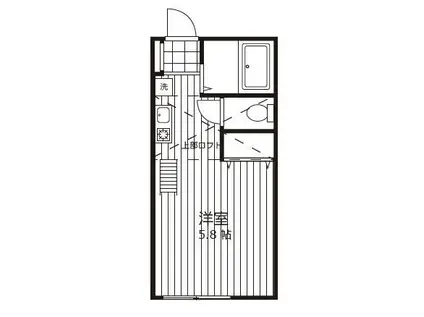 クローバーハウス西ヶ原(ワンルーム/2階)の間取り写真