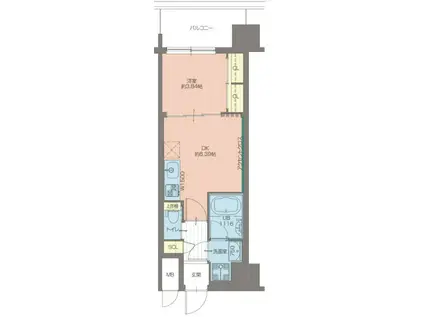 プレジオ松屋町(1DK/9階)の間取り写真