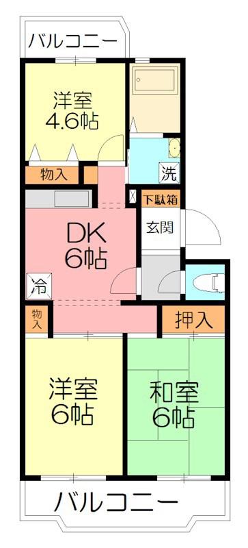 エトワールハイム(3DK/2階)の間取り写真