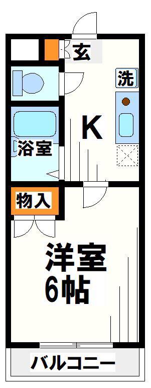 ヴェルコート粕谷(1K/2階)の間取り写真