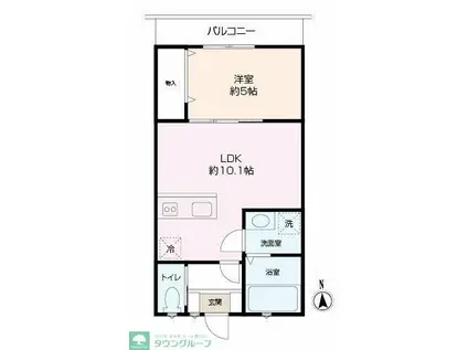 RUHE東逗子(1LDK/2階)の間取り写真