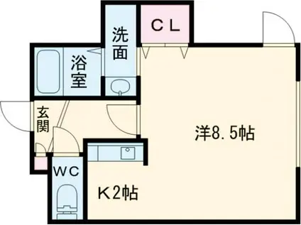 KORAT(1K/1階)の間取り写真