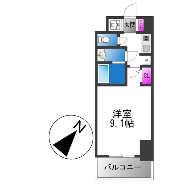 S-RESIDENCE堺BLAZE(1K/12階)の間取り写真