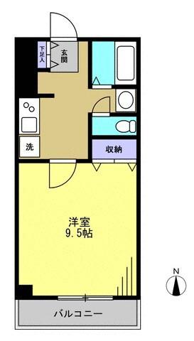 メルベイユII(1K/1階)の間取り写真