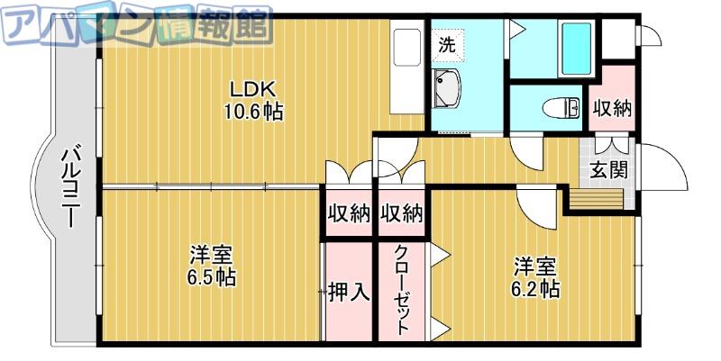 ヒルズオアシス(2LDK/1階)の間取り写真