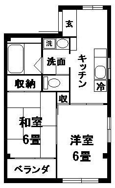 エヌワンビル(2DK/5階)の間取り写真