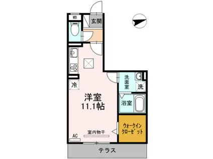 ベッロ・ルーチェIII(ワンルーム/1階)の間取り写真