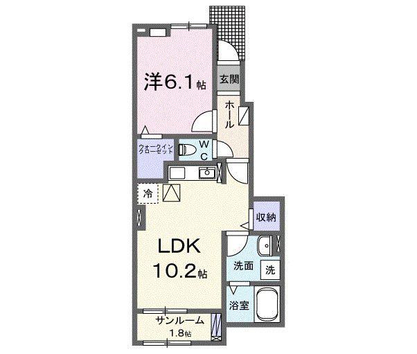 カーサセレノ(1LDK/1階)の間取り写真
