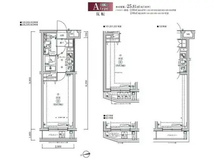 SQUARE CITY NAKAMAGOME(1K/1階)の間取り写真