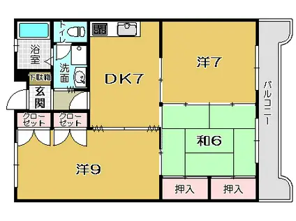 サザンハイツ麓(2LDK/4階)の間取り写真
