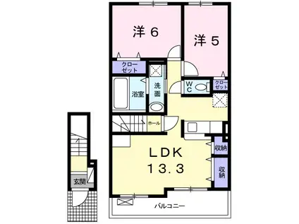 フェリア赤穂(2LDK/2階)の間取り写真