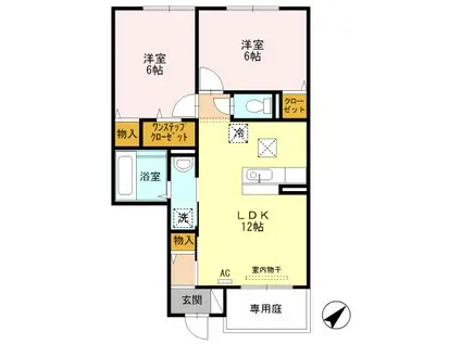 アリウムガーデン(2LDK/1階)の間取り写真