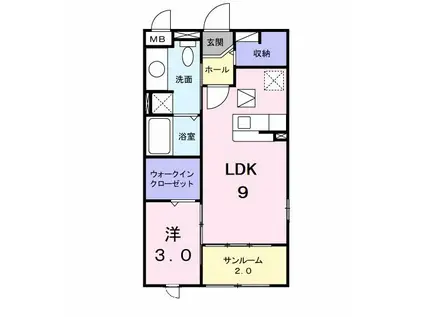 イルソーレ(1LDK/1階)の間取り写真