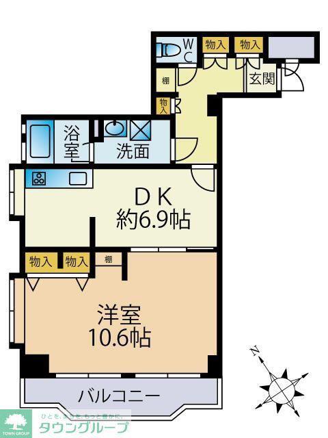 サンハイツ大森(1DK/7階)の間取り写真