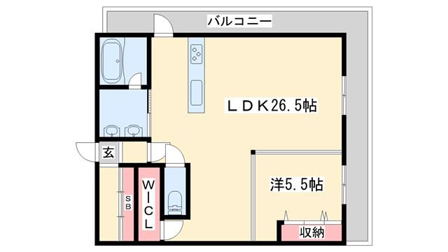 朝日プラザ三木自由が丘本町(1LDK/4階)の間取り写真